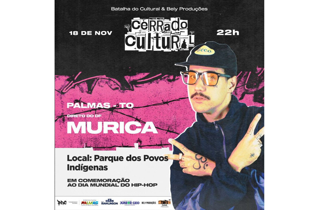 MC Murica se apresenta no 'Cerrado Cultural' em Palmas neste sábado (18); veja programação completa