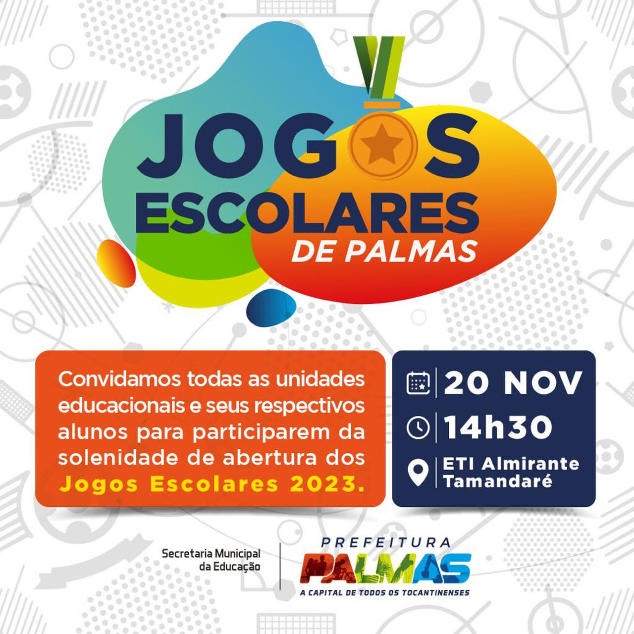 Abertura dos Jogos Escolares 2023 acontece na segunda-feira (20) em Palmas; veja detalhes