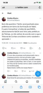 ''O que não estiver dentro da lei será revisto'', diz Cinthia Ribeiro sobre contratos envolvidos na decoração de Natal em Palmas