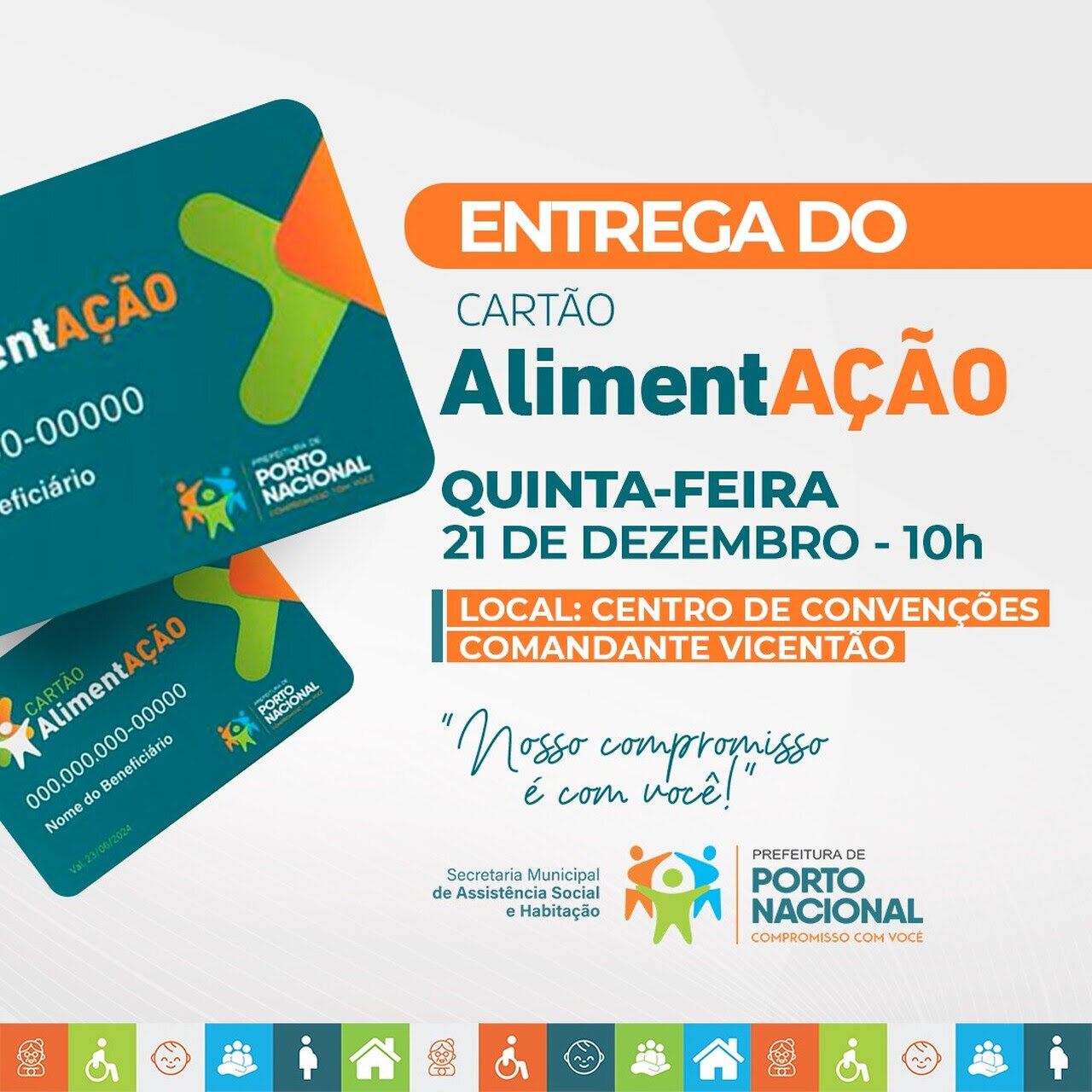Prefeitura de Porto Nacional inicia entrega do cartão 'AlimentaÇão' nesta quinta-feira, 21; confira a lista dos contemplados