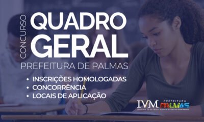 AGORA: Concorrência e locais de prova do concurso do quadro geral da Prefeitura de Palmas são divulgados; CONFIRA