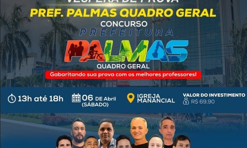 OPORTUNIDADE: GPS Cursos oferta aulão um dia antes do concurso da Prefeitura de Palmas para otimizar a preparação dos candidatos; saiba como se inscrever