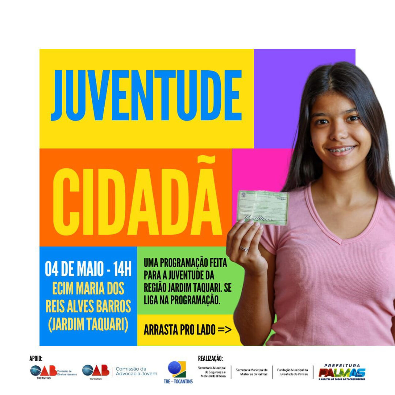 Palmas recebe amanhã (4) ação de conscientização e serviços para a juventude no setor Taquari; confira a programação completa