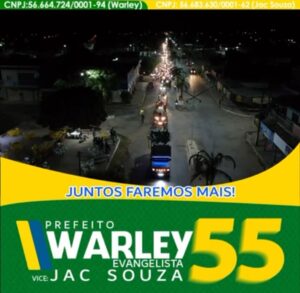 Candidato a prefeito e vice, Warley Evangelista e Jac Souza inauguram comitê de campanha com grande carreata em Combinado, no Tocantins