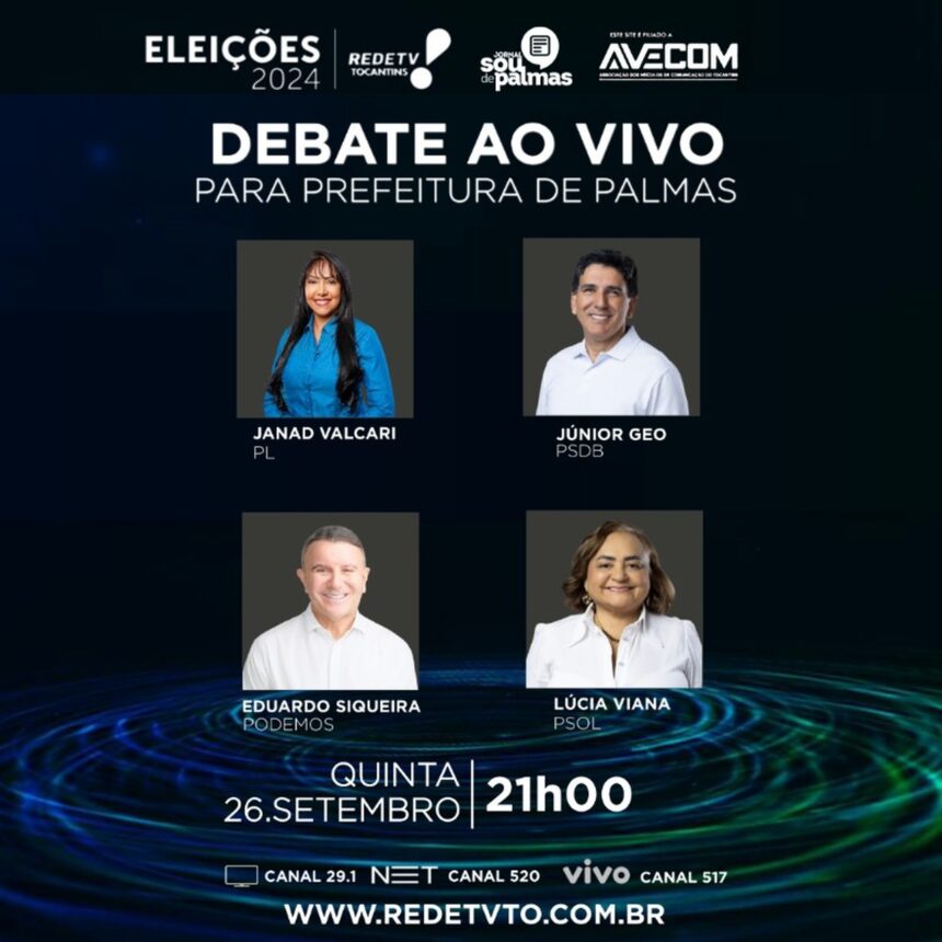 Jornal Sou de Palmas participa de debate decisivo entre candidatos à prefeitura de Palmas nesta quinta-feira (26); saiba detalhes