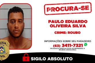 A Polícia Civil procura suspeitos de roubos violentos em Araguaína; denúncias podem ser feitas anonimamente