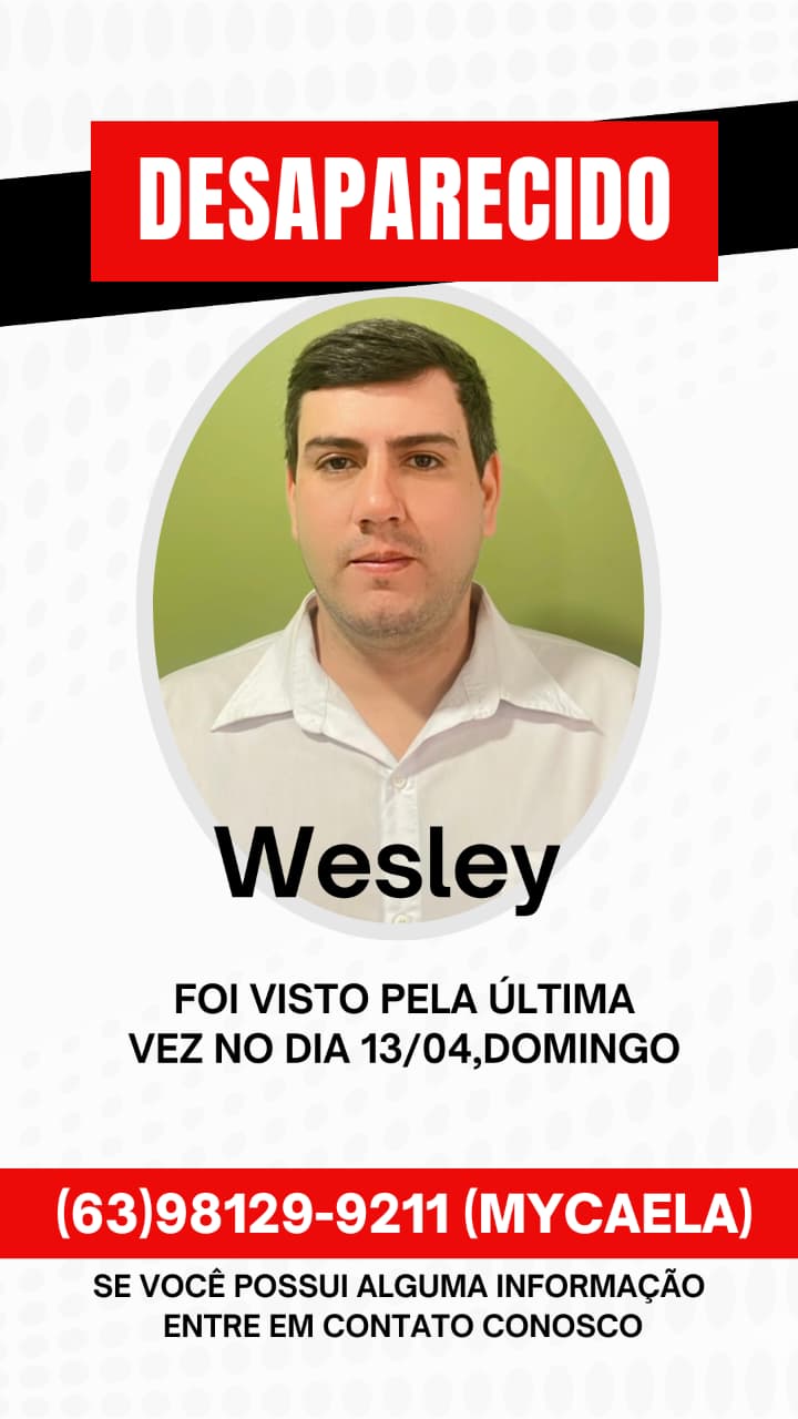 ANGÚSTIA: Família busca por homem de 32 anos desaparecido há dias em Palmas; veja como ajudar
