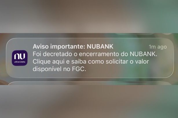 Nubank envia mensagem anunciando fim das operações; banco desmente comunicado e afirma que houve erro operacional