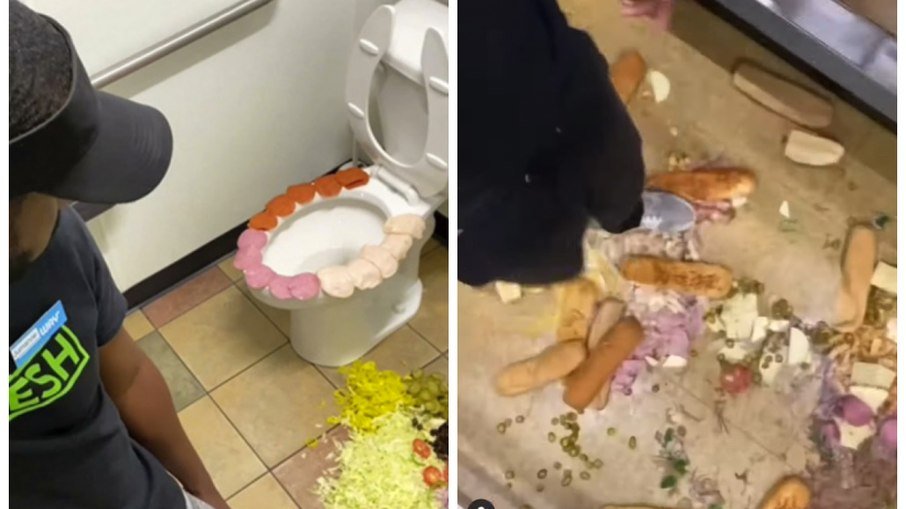 VÍDEO: funcionário do Subway decora vaso sanitário com frios e vandaliza a loja