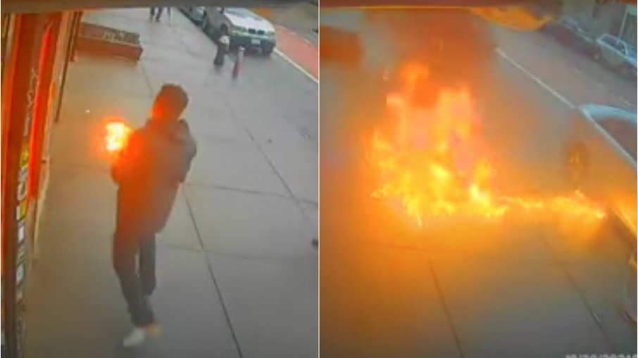 Homem atira coquetel Molotov em loja após briga com funcionários; veja vídeo